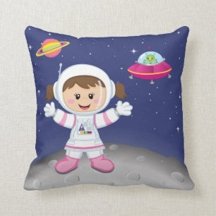 Astronaut girl throw pillow
