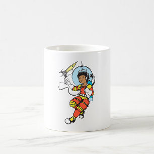 Astronaut Girl with Rocket Blaster Coffee Mug