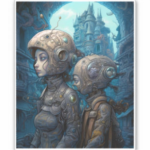 Astronaut Girls Surreal Science Fiction