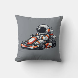 Astronaut Go-Kart Throw Pillow