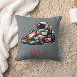Astronaut Go-Kart Throw Pillow