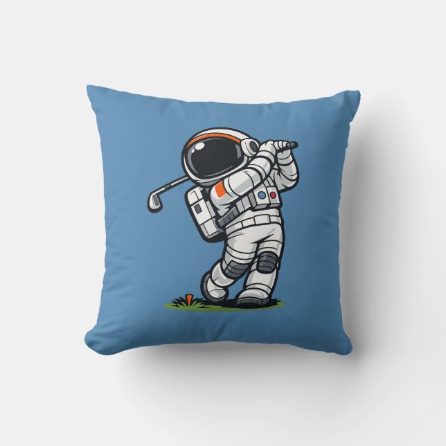 Astronaut Golf Throw Pillow (Front)