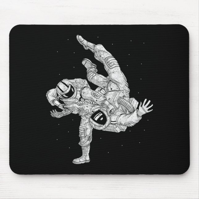 Astronaut Grappling Jiu-Jitsu Space Fighter Sci-Fi Mouse Pad (Front)