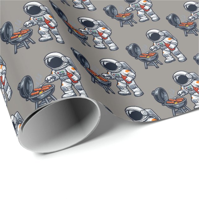 Astronaut Grilling Wrapping Paper (Roll Corner)