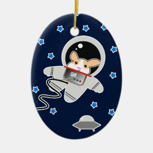 Astronaut Hamster Ceramic Ornament