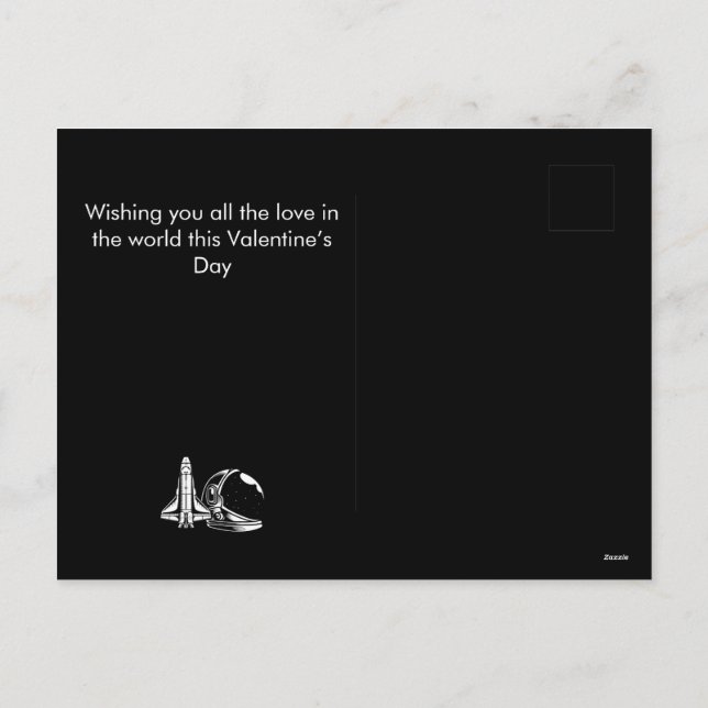 astronaut, Happy valentines day personalize name Holiday Postcard (Back)