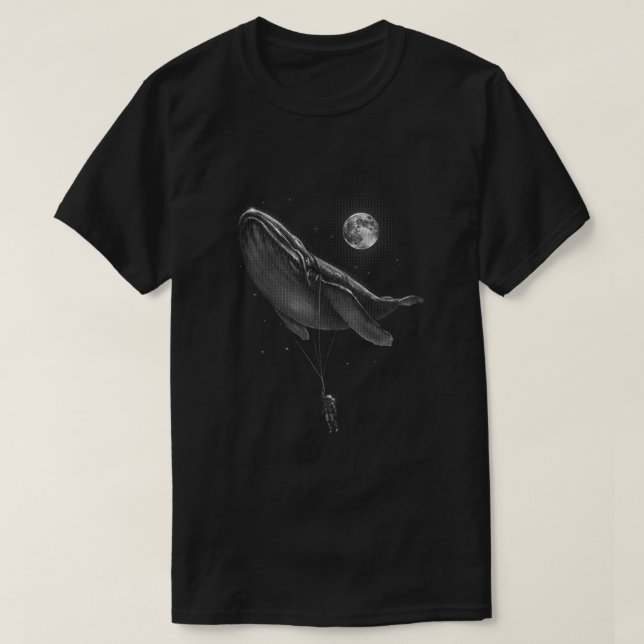 Astronaut Hitching A Ride Moon Stars Whale Outer S T-Shirt (Design Front)