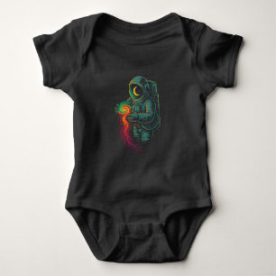 Astronaut Holding a Cosmic Spiral Baby Bodysuit