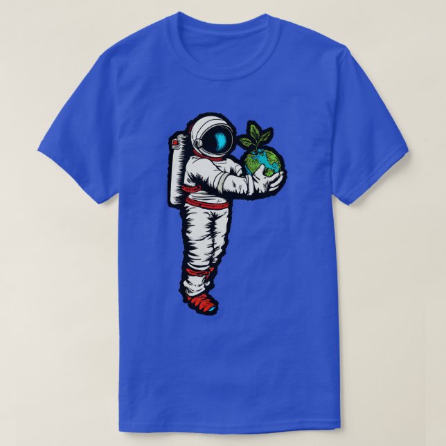 Astronaut Holding Earth Artwork 3 T-Shirt (Design Front)