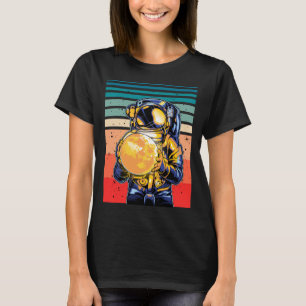 Astronaut holding Moon Retro Cosmic T-Shirt