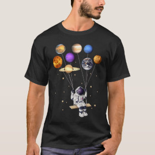 Astronaut Holding Planet Balloons Science Solar Sy T-Shirt