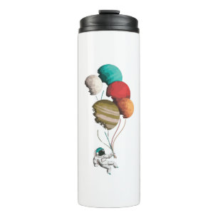 Astronaut Holding Planet Balloons Solar System Thermal Tumbler