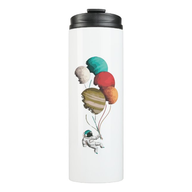 Astronaut Holding Planet Balloons Solar System Thermal Tumbler (Front)