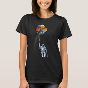 Astronaut Holding Planets Balloons T-Shirt