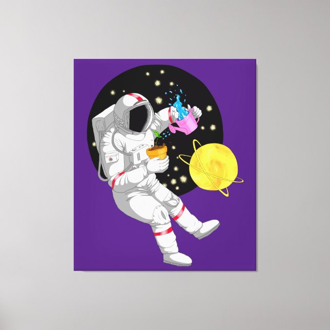 Astronaut in a cosmic background canvas print (Front)