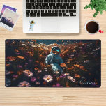 Astronaut In Daisy Wildflowers Personalized Name Desk Mat<br><div class="desc">Astronaut In Daisy Wildflowers Personalized Name Desk Mat features an astronaut sitting in a field of daisies and wildflowers. Perfect gift for space lovers and personalized with your custom name. Give a fabulous custom made gift to family and friends for birthday, Christmas, holidays, Mother's Day, Grandparents, sister, wife, partner, best...</div>