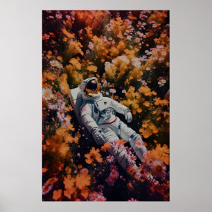 Astronaut in Flowers Art Print Gothic Sci-Fi