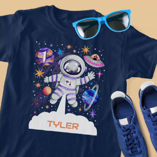 Astronaut in Outer Space with Planets and a Rocket T-Shirt