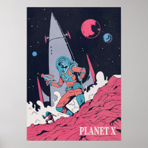 Astronaut in Planet in Space Poster