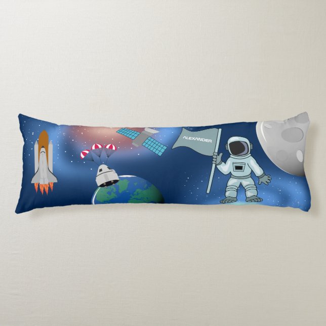 Astronaut in Space Galaxy Personalized Name Body Pillow (Front)