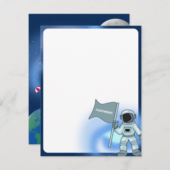 Astronaut in Space Galaxy Personalized Name Boys Card (Front/Back)