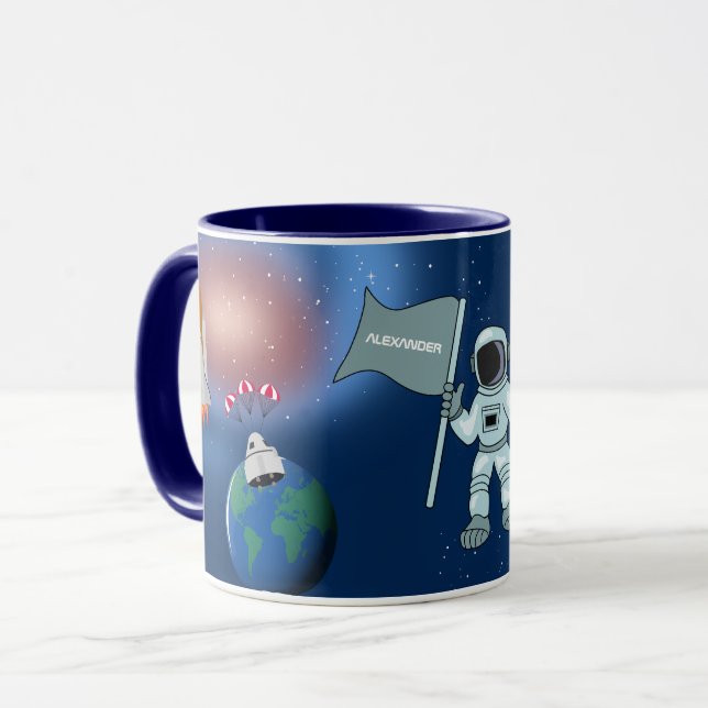 Astronaut in Space Galaxy Personalized Name  Mug (Front Left)
