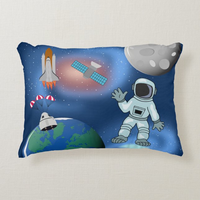Astronaut in Space Galaxy Theme Accent Pillow (Front)