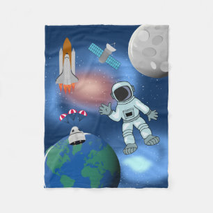 Astronaut in Space Galaxy Theme Fleece Blanket