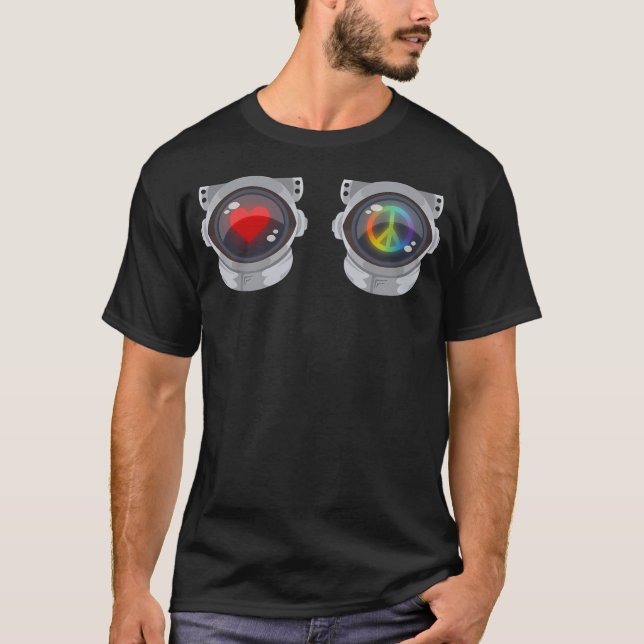 Astronaut In Space Love Peace T-Shirt (Front)