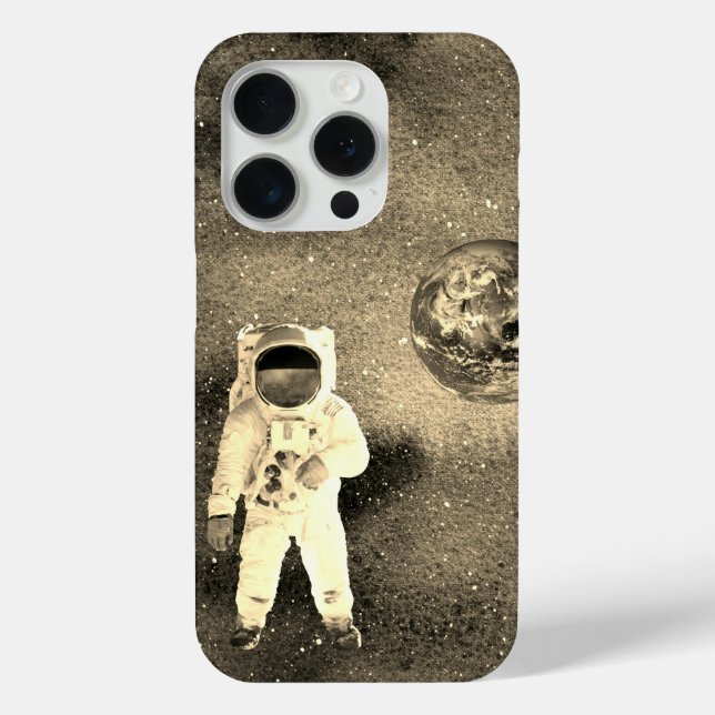 Astronaut in Space Planet Earth Sepia Case-Mate iPhone Case (Back)