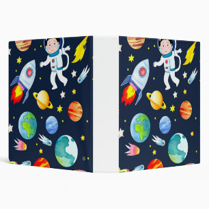 Astronaut in Space Planets and Rockets Pattern Binder