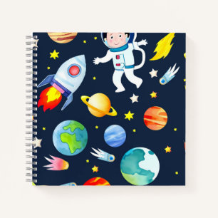 Astronaut in Space Planets and Rockets Pattern Notebook