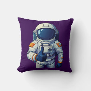 astronaut in space suit showing thumb up  throw pillow