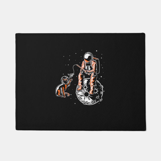 Astronaut In Space With Cat Funny Cat Lover Doormat (Front)