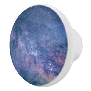 Astronaut in space with moon balloon cosmos stars ceramic knob