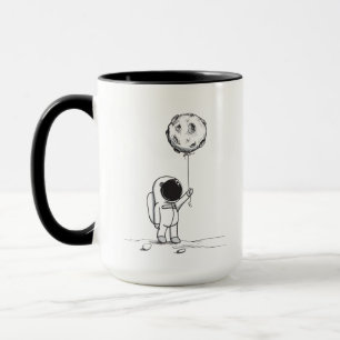 Astronaut in space with moon balloon cosmos stars mug