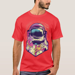 Astronaut in space with pizza and doughnut T-Shirt