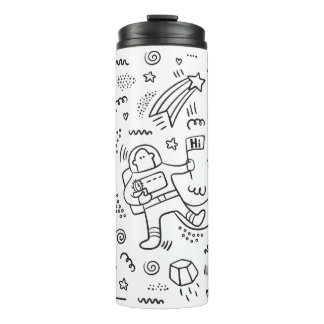 Astronaut in the space doodle thermal tumbler