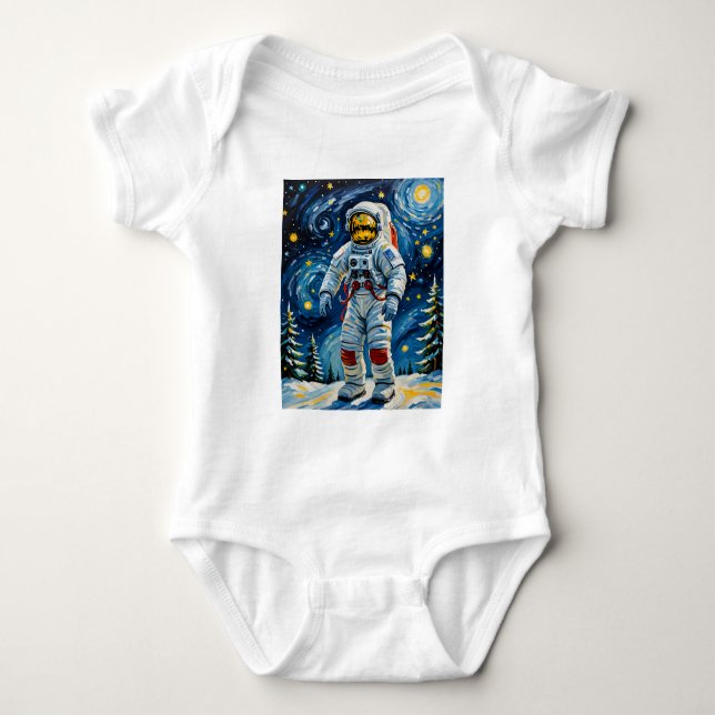 Astronaut in Winter Forest Baby Bodysuit (Front)