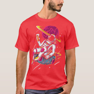 Astronaut Inner Tube Drinking Lounging Outer Space T-Shirt