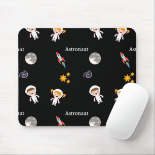 Astronaut job pattern on black mouse pad