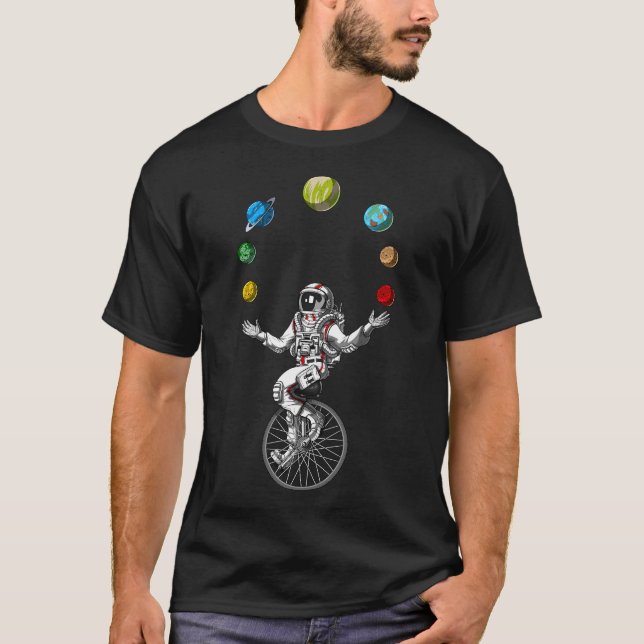 Astronaut Juggling Space Planets T-Shirt (Front)