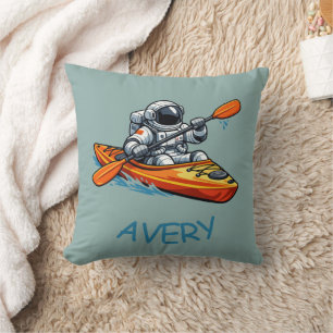 . Astronaut Kayaking Throw Pillow