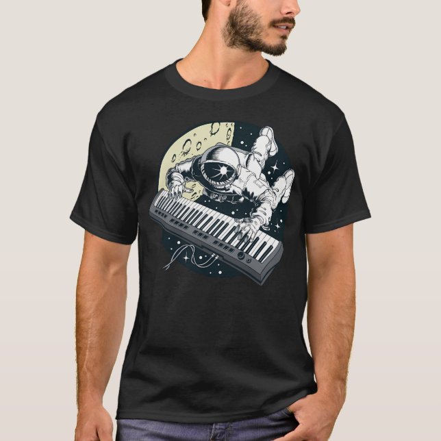 Astronaut Keyboard - Space Musician Music Lover T-Shirt (Front)