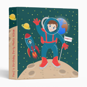 Astronaut kid on the moon birthday party binder
