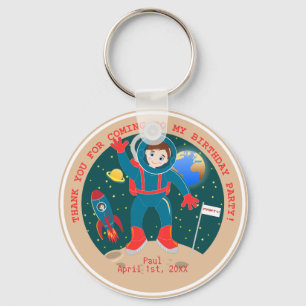 Astronaut kid on the moon birthday party keychain