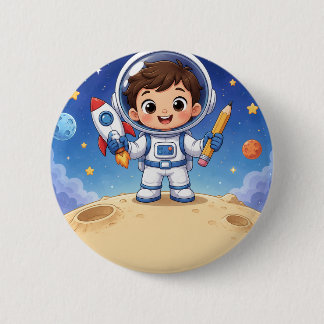 Astronaut Kid Ready to Explore 2 Inch Round Button