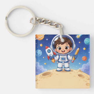 Astronaut Kid Ready to Explore Keychain