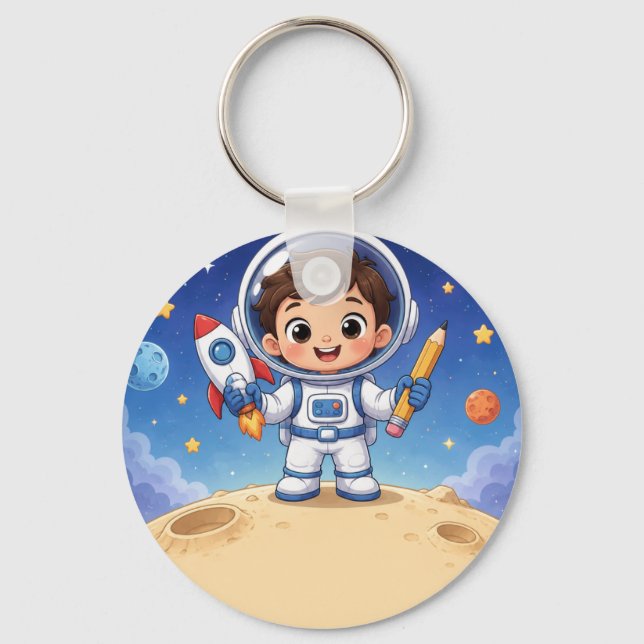 Astronaut Kid Ready to Explore Keychain (Front)