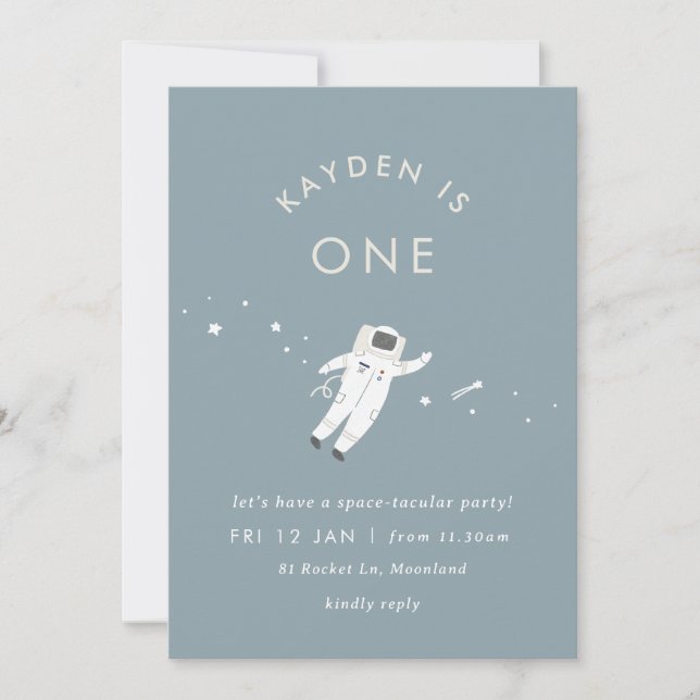 Astronaut Kids Space Birthday Party Invite (Front)